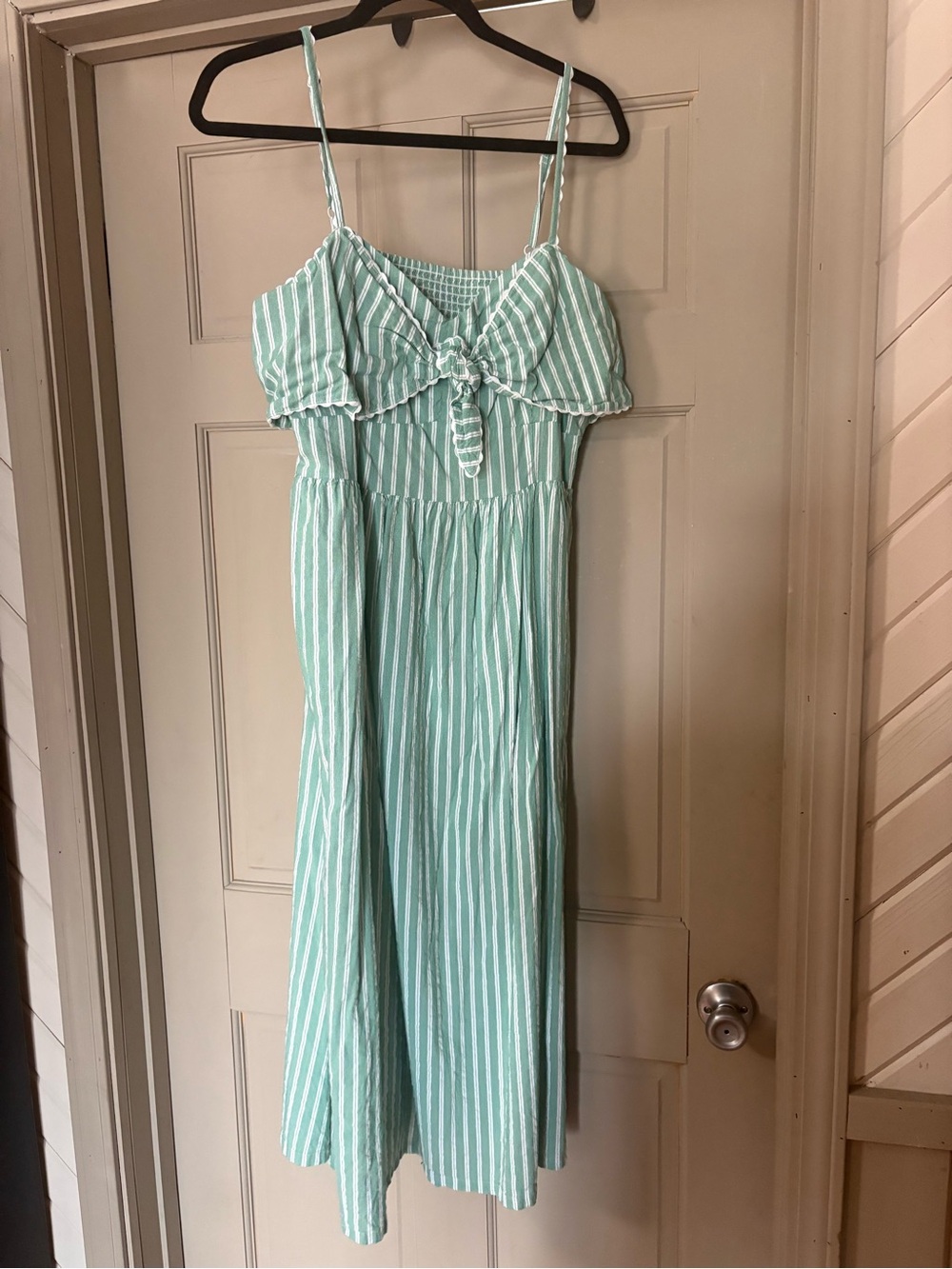 Old Navy Mint Green and White Striped Midi Dress